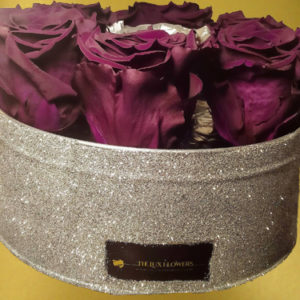 Lilac-and-Silver-Preserved-Roses-in-silver-box